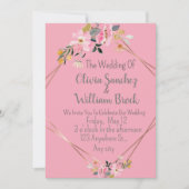 Invitation Romantic Love Magical Pink Wedding  (Devant)