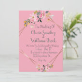 Invitation Romantic Love Magical Pink Wedding  (Debout devant)