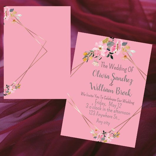 Invitation Romantic Love Magical Pink Wedding 