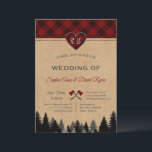 Invitation Romantic Lumberjack Jill Red Buffalo Barne Mariage<br><div class="desc">Peut être utilisé pour de nombreux événements : vous changerez simplement l'événement. Carte unique avec plaid de buffle rouge, silhouette de forêt, coeur de plaid de buffle rouge pour monogramme, hatchets, sur arrière - plan de papier artisanal. Utilisez l'outil Personnaliser pour ajouter vos informations. Pour les articles correspondants s'il vous...</div>