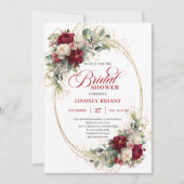 Invitation Romantic Marsala Floral Gold Bridal Shower Invite (Devant)