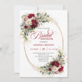 Invitation Romantic Merlot Roses Gold Bridal Shower Invites (Devant)