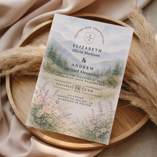 Invitation Romantic Misty Mountain Forest Wedding