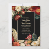 Invitation Romantic Moody Floral Black Wedding (Devant)