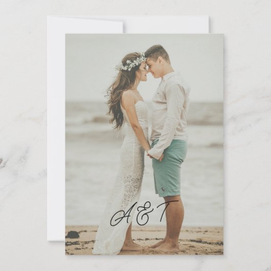Invitation Romantic names script overlay photo wedding (Dos)