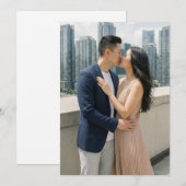 Invitation Romantic Navy Beige Photo (Devant / Derrière)