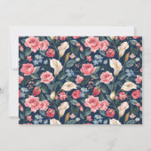 Invitation Romantic Navy Blue Floral Garden Pattern (Devant)