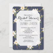 Invitation Romantic Navy Blue White Floral Bridal shower (Devant)