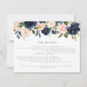 Invitation Romantic Navy Blush Floral Détails du Mariage Insé (Devant)