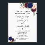 Invitation Romantic Navy fiançailles chic et floral burgudy<br><div class="desc">Amour,  rires et bonheur toujours après l'invitation fiançailles,  aquarelle marine,  bordeaux,  design floral rose. Style boho chic romantique.Ajoutez votre propre libellé dans le modèle.</div>