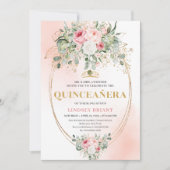 Invitation Romantic Pale Pink Eucalyptus Quinceañera Invite (Devant)