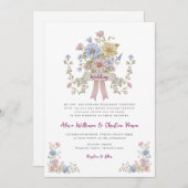 Invitation Romantic Pastel Floral all in one wedding qr code  (Devant / Derrière)