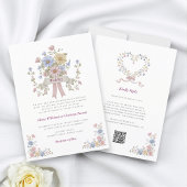 Invitation Romantic Pastel Floral all in one wedding qr code