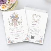 Invitation Romantic Pastel Floral all in one wedding qr code