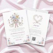 Invitation Romantic Pastel Floral all in one wedding qr code