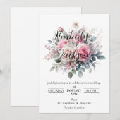 Invitation Romantic Pastel Pink Rose Floral (Devant / Derrière)