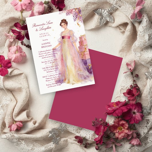 Invitation Romantic Pastel Regency Lady Floral Wisteria