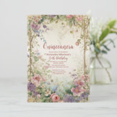 Invitation Romantic Pastel Wildflowers Quinceañero (Debout devant)