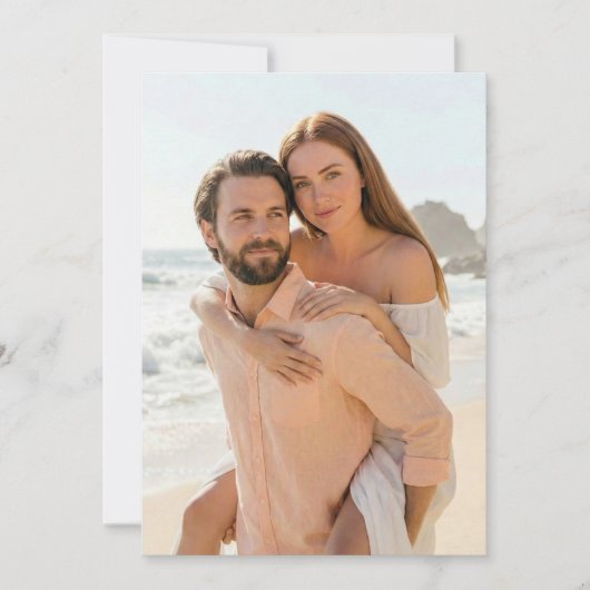 Invitation Romantic Peach Beach Photo (Devant)