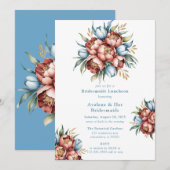 Invitation Romantic Peonies & Tulipes Bridesmaiers Déjeuner (Devant / Derrière)