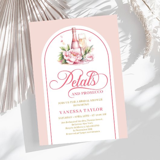 Invitation Romantic petals and prosecco bridal shower invite