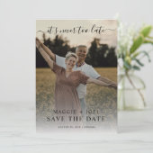 Invitation Romantic Photo Save The Date Never Too Late (Debout devant)
