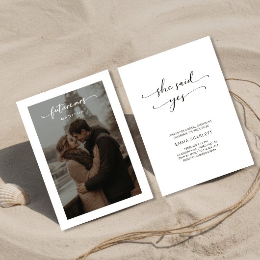 Invitation Romantic Photo Script Future Mme Fête des mariées