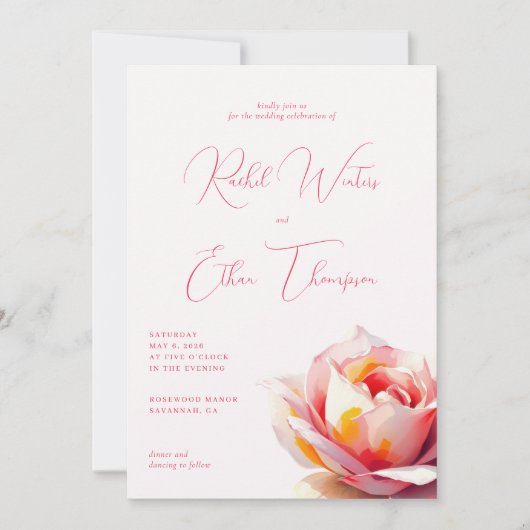 Invitation Romantic Pink Floral (Devant)