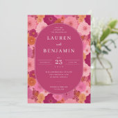 Invitation Romantic Pink Floral Eleganza (Debout devant)