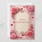 Invitation Romantic Pink Heart Motifs Valentine Party Floral  (Dos)