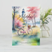 Invitation Romantic Pink Lighthouse Bachelorette Weekend (Debout devant)