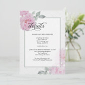 Invitation Romantic Pink Peonies Rice Papier Mariage Détails (Debout devant)