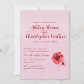 Invitation Romantic Pink Red Floral Wedding (Devant)