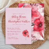 Invitation Romantic Pink Red Floral Wedding
