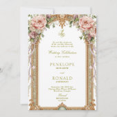 Invitation Romantic Pink Rose Gold Wedding (Devant)