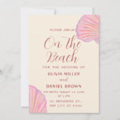 Invitation Romantic Pink Seashell Beach Wedding (Devant)