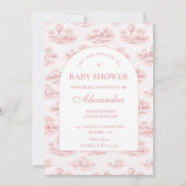 Invitation Romantic Pink Toile Baby Shower (Devant)