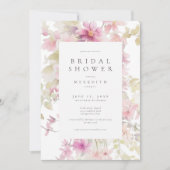 Invitation Romantic Pink Watercolor Floral Bridal Shower (Devant)
