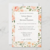 Invitation Romantic Pretty Cream Peach Floral Wedding (Devant)
