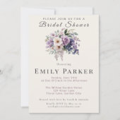 Invitation Romantic Purple Floral Bridal Shower (Devant)