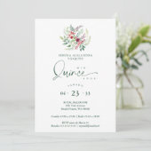 Invitation Romantic Red Floral Floral Boho Quinceañera (Debout devant)