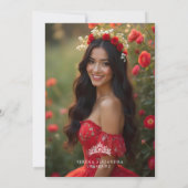 Invitation Romantic Red Floral Floral Boho Quinceañera (Dos)