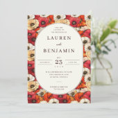 Invitation Romantic Red Floral Poppies Border (Debout devant)