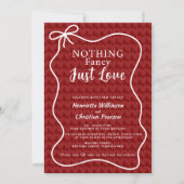 Invitation Romantic Red Heart Pattern Nothing Fancy Just Love (Devant)