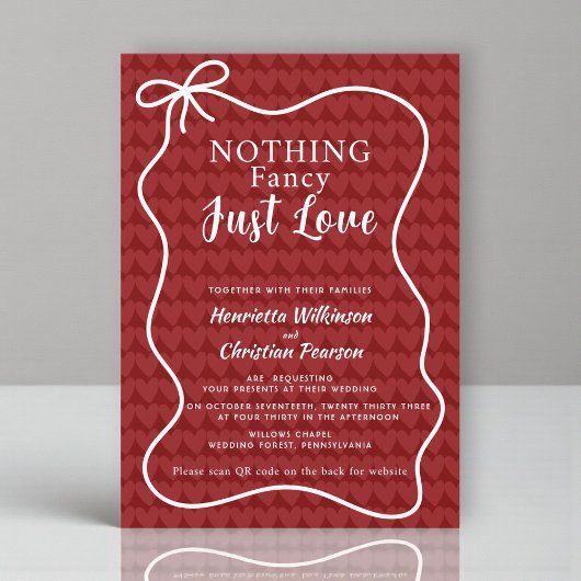 Invitation Romantic Red Heart Pattern Nothing Fancy Just Love