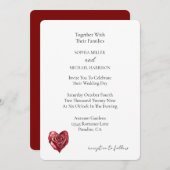 Invitation Romantic Red Rose Heart Flower Wedding (Devant / Derrière)
