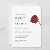 Invitation Romantic Red Rose Minimal Modern Wedding (Devant)