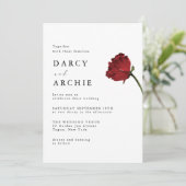 Invitation Romantic Red Rose Minimal Modern Wedding (Debout devant)