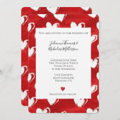 Invitation Romantic Red White Hearts Wedding (Devant / Derrière)