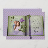 Invitation Romantic Retro Love Book Purple Photo Mariage (Devant / Derrière)